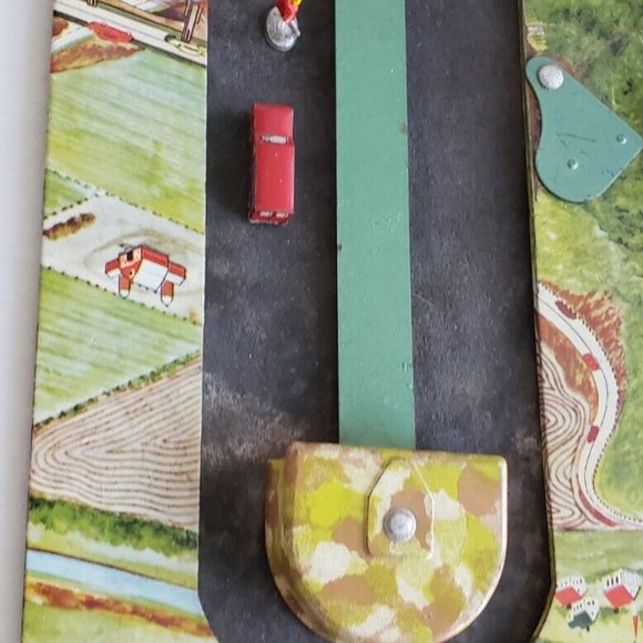 MARX Toy 1949 Louis Marx Mot-O-Run Express Hi-Way Works Race Car Track Tin Old - Picture 5 of 11